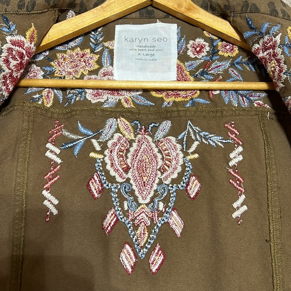 karyn seo Leopard Print Canvas Jacket w/Embroidery - XL - Picture 10 of 12